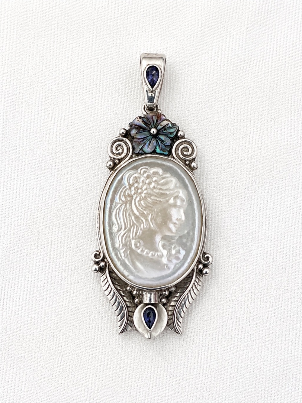 Large silver mother of pearl pendant 925